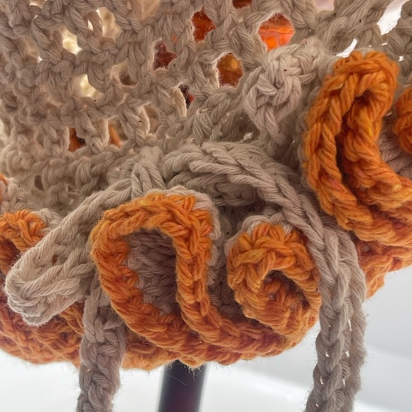 Crochet drawstring sassy Handmade Ruffle Bucket Swirl Fall Hat - Picture 7 of 9